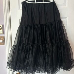 Black Tiered Lace-Hem Sheer Slip